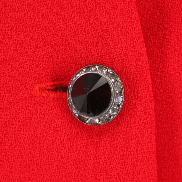 VINTAGE CHRISTIAN DIOR "Robes du Soir" Button Front Tailored Dress Bright Red - Picture 5 of 8